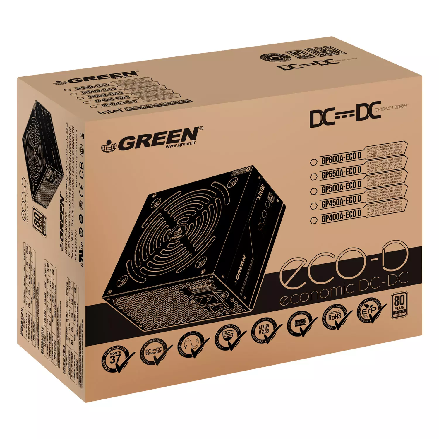 پاور 400 وات گرین Green GP400A-ECO D Bronze